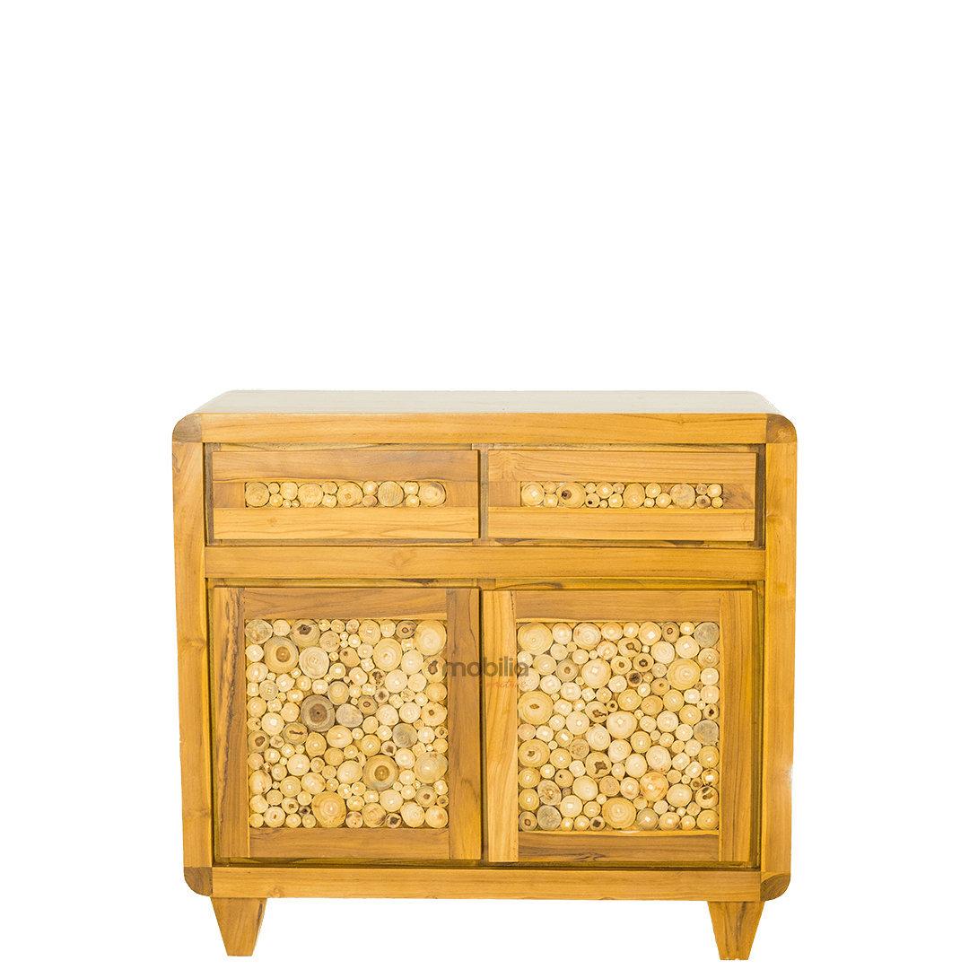 Luna Rectangular Chest of Drawers with Curved Edge Coin Design