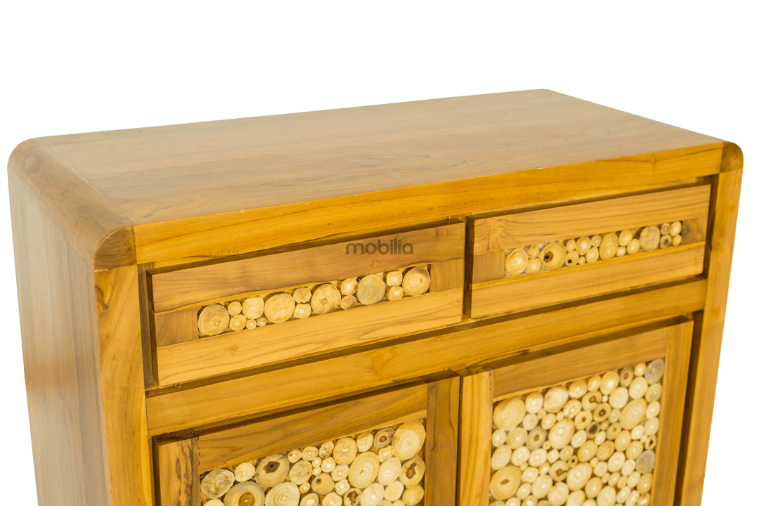 Luna Rectangular Chest of Drawers with Curved Edge Coin Design - Image 3