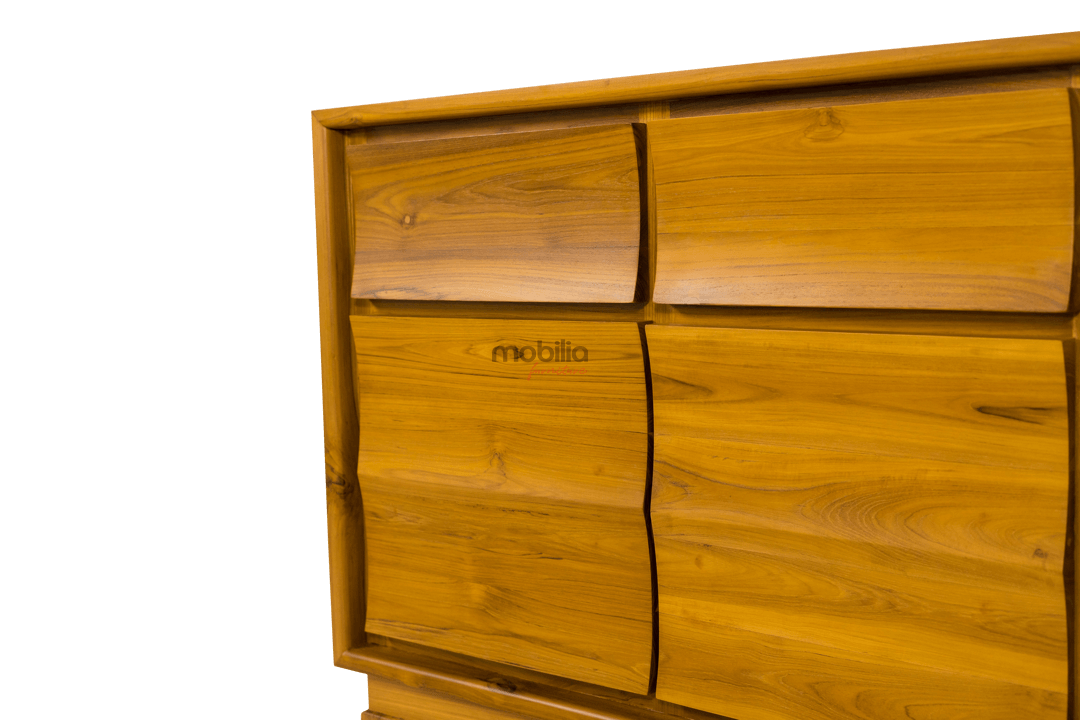 Solaris 100cm Wide Rectangular Chest of Drawers with Wave Design - Image 4