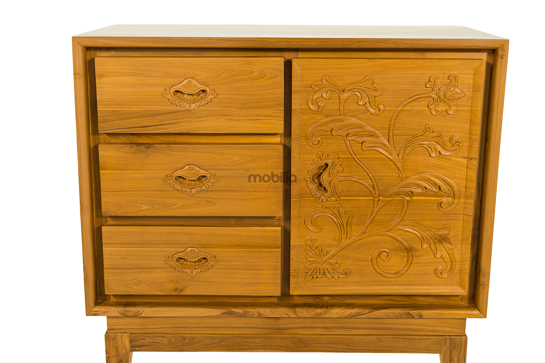 Capella 100cm Wide Rectangular Chest of Drawers with Flower Design - Image 4
