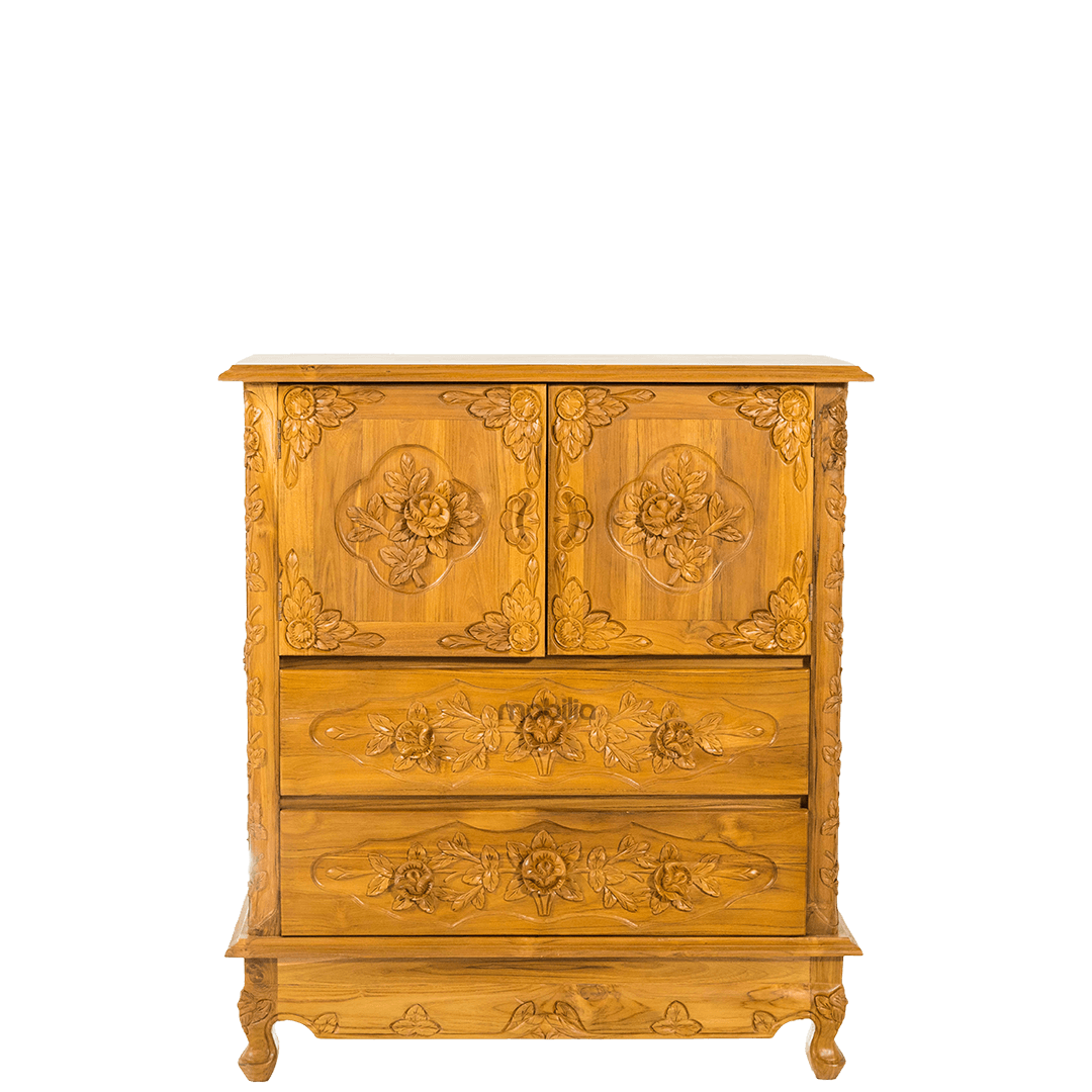 Celestia 90cm Wide Rectangular Chest of Drawers with Rose Design