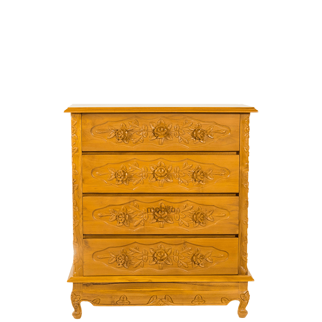 Nebulon 90cm Wide Rectangular Chest of Drawers with Rose Design