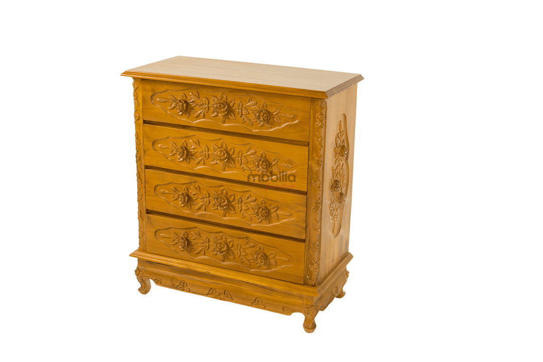 Nebulon 90cm Wide Rectangular Chest of Drawers with Rose Design - Image 2