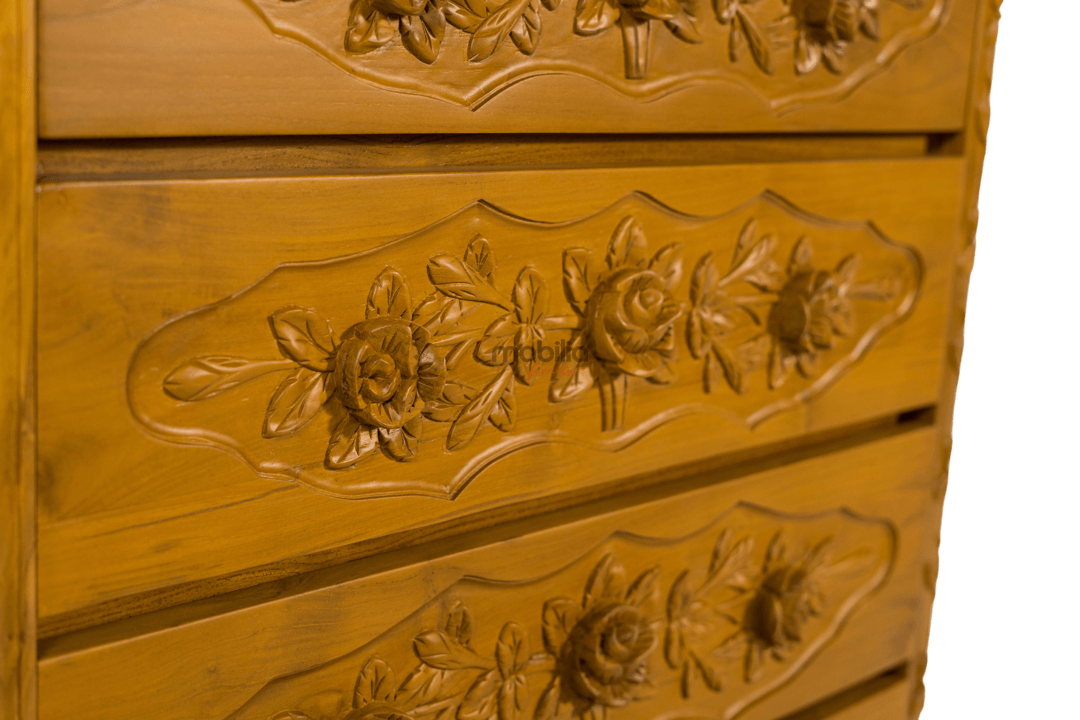 Nebulon 90cm Wide Rectangular Chest of Drawers with Rose Design - Image 4
