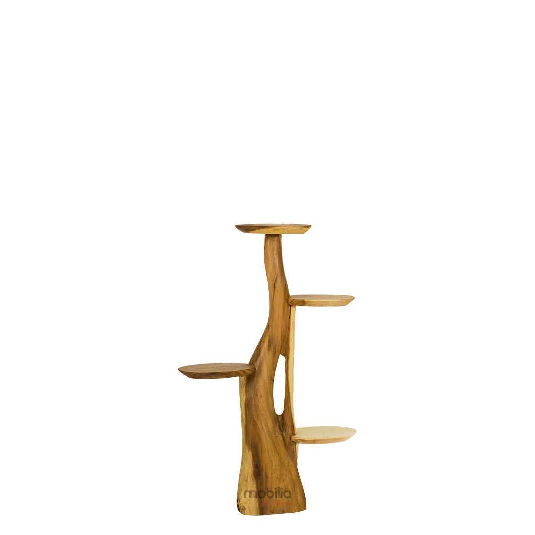 Trezia 100cm Tall Tree Shelf with Plates Design