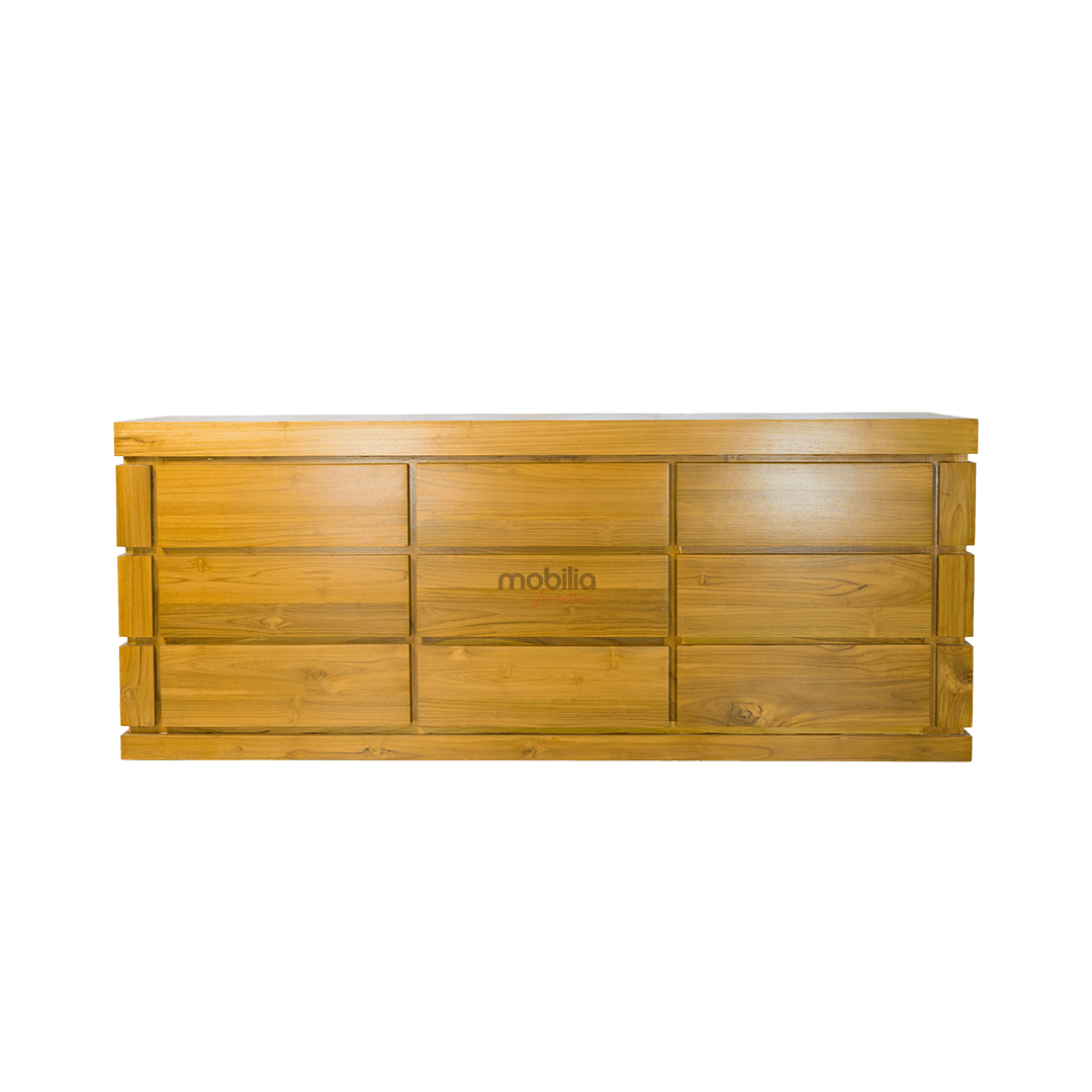 Poppy 200cm Wide Nine Drawers Rectangular Bahut with Tahu Design