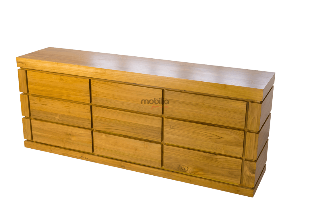 Poppy 200cm Wide Nine Drawers Rectangular Bahut with Tahu Design - Image 2