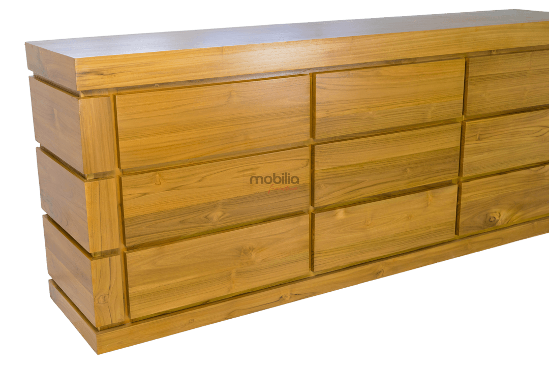 Poppy 200cm Wide Nine Drawers Rectangular Bahut with Tahu Design - Image 3