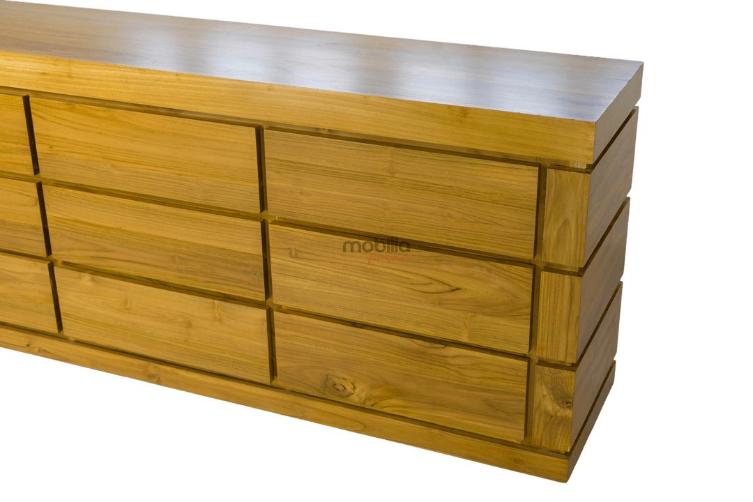 Poppy 200cm Wide Nine Drawers Rectangular Bahut with Tahu Design - Image 4