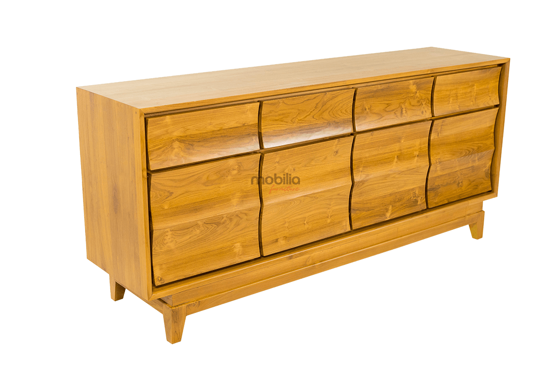 Spurge 200cm Wide 4 Drawers Rectangular Bahut with Wave Design - Image 3