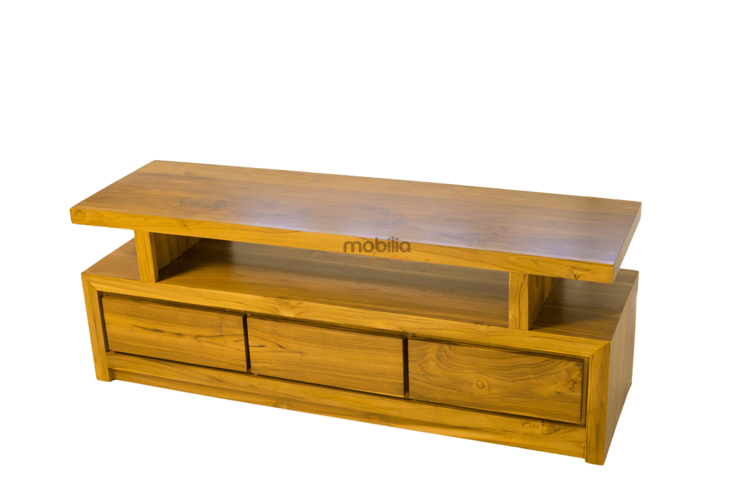 Kyoto Three Drawers Rectangular TV Unit with Modern T Design - Image 2