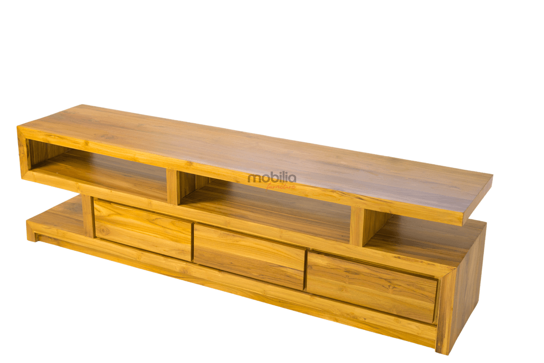 Florence Three Drawers Rectangular TV Unit with Modern S Design - Image 2