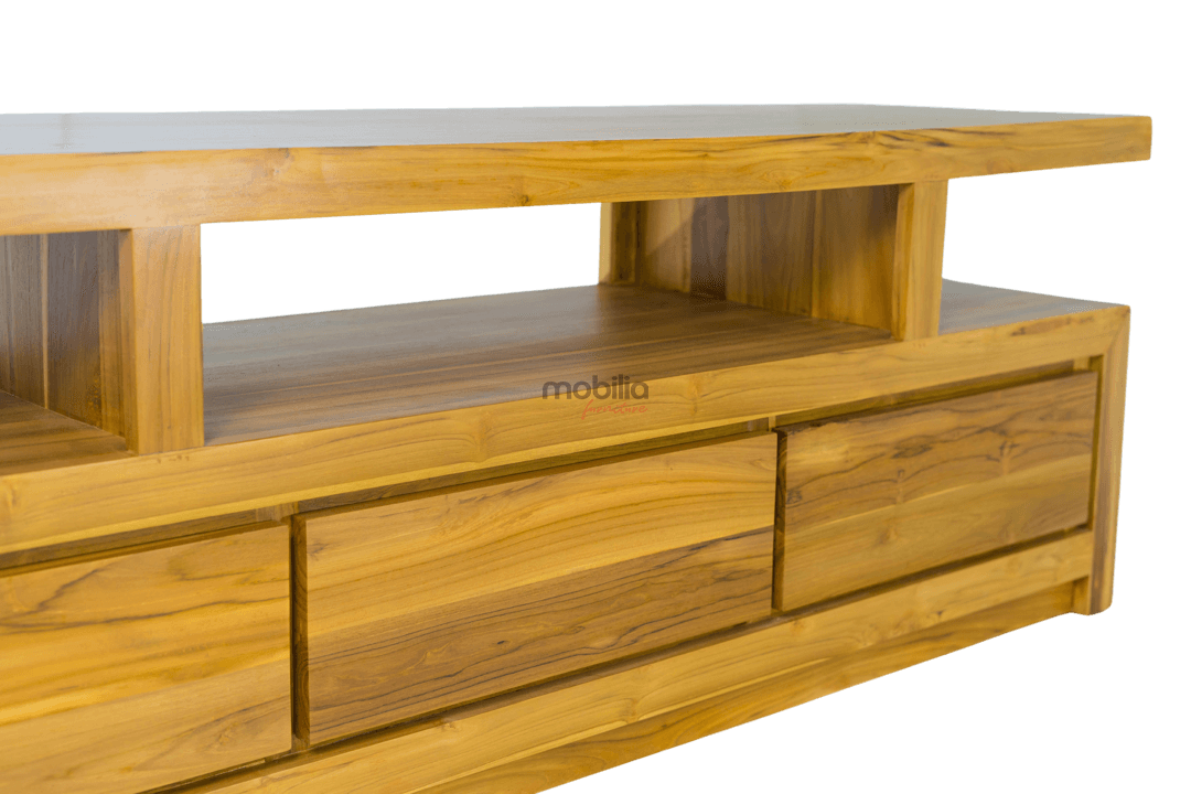 Florence Three Drawers Rectangular TV Unit with Modern S Design - Image 4