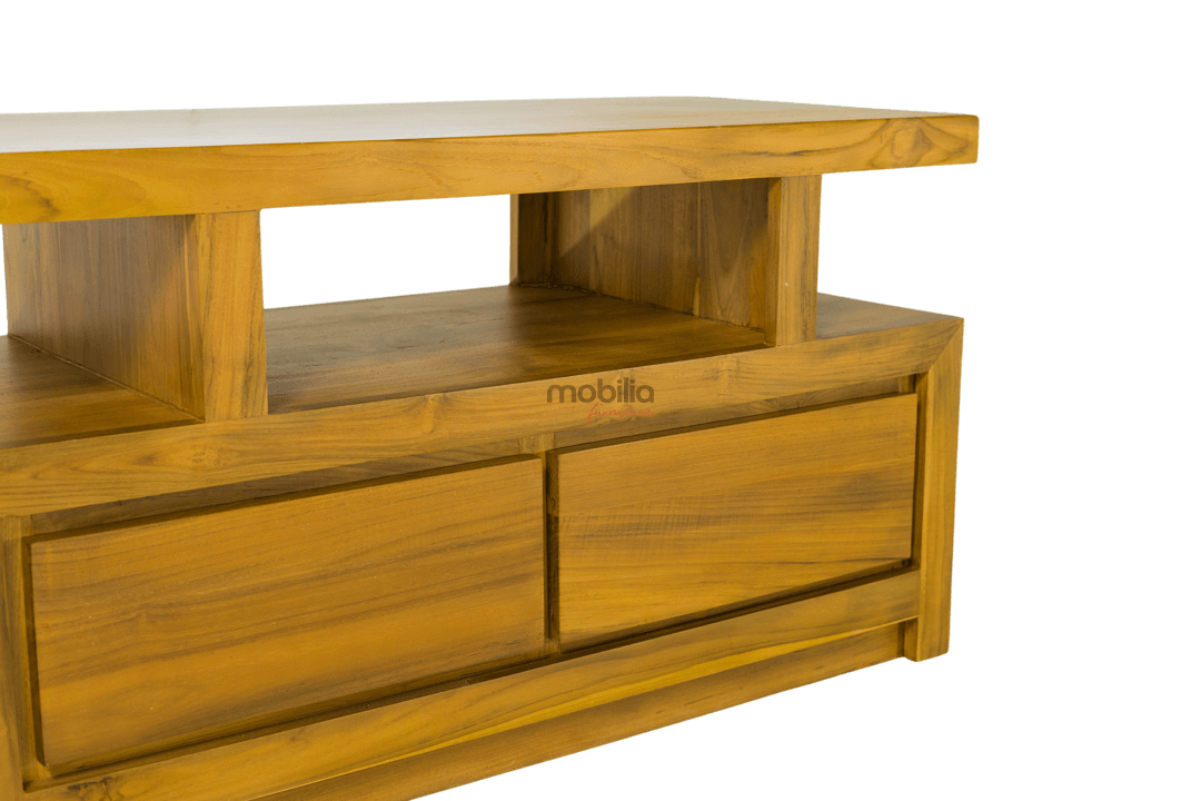 Kyoto Two Drawers Rectangular TV Unit with Modern T Design - Image 4