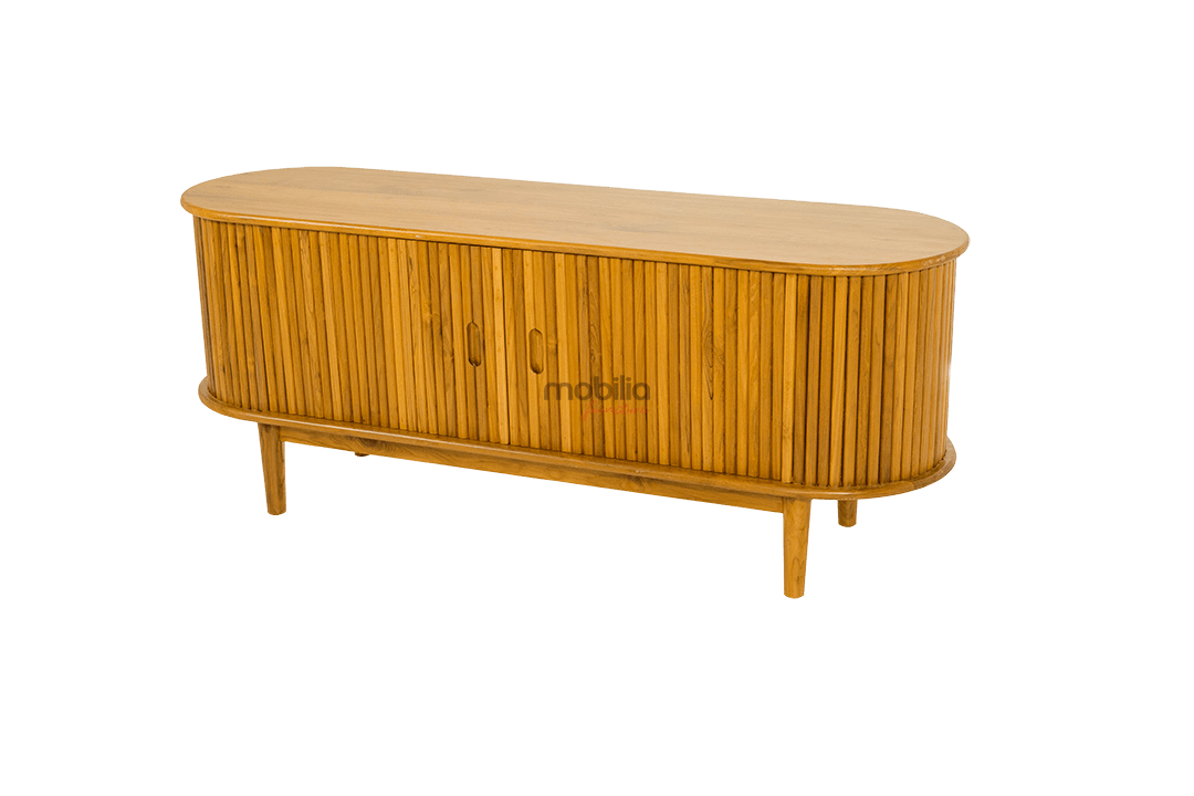 Istanbul 150cm Wide Oval Edge Rectangular TV Unit with Stripes Design - Image 2