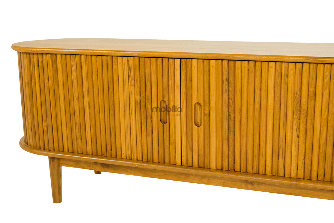 Istanbul 150cm Wide Oval Edge Rectangular TV Unit with Stripes Design - Image 4