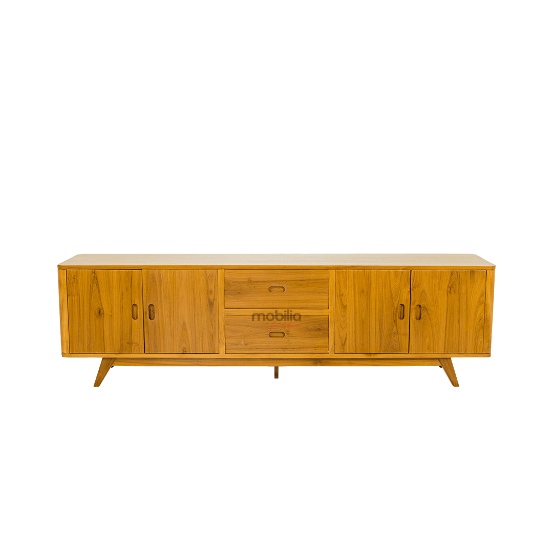 Cairo 200cm Wide Rectangular TV Unit with Curved Edge Minimalist Design