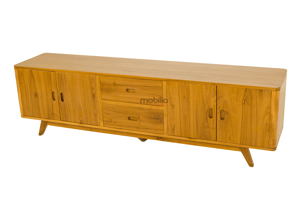 Cairo 200cm Wide Rectangular TV Unit with Curved Edge Minimalist Design - Image 3