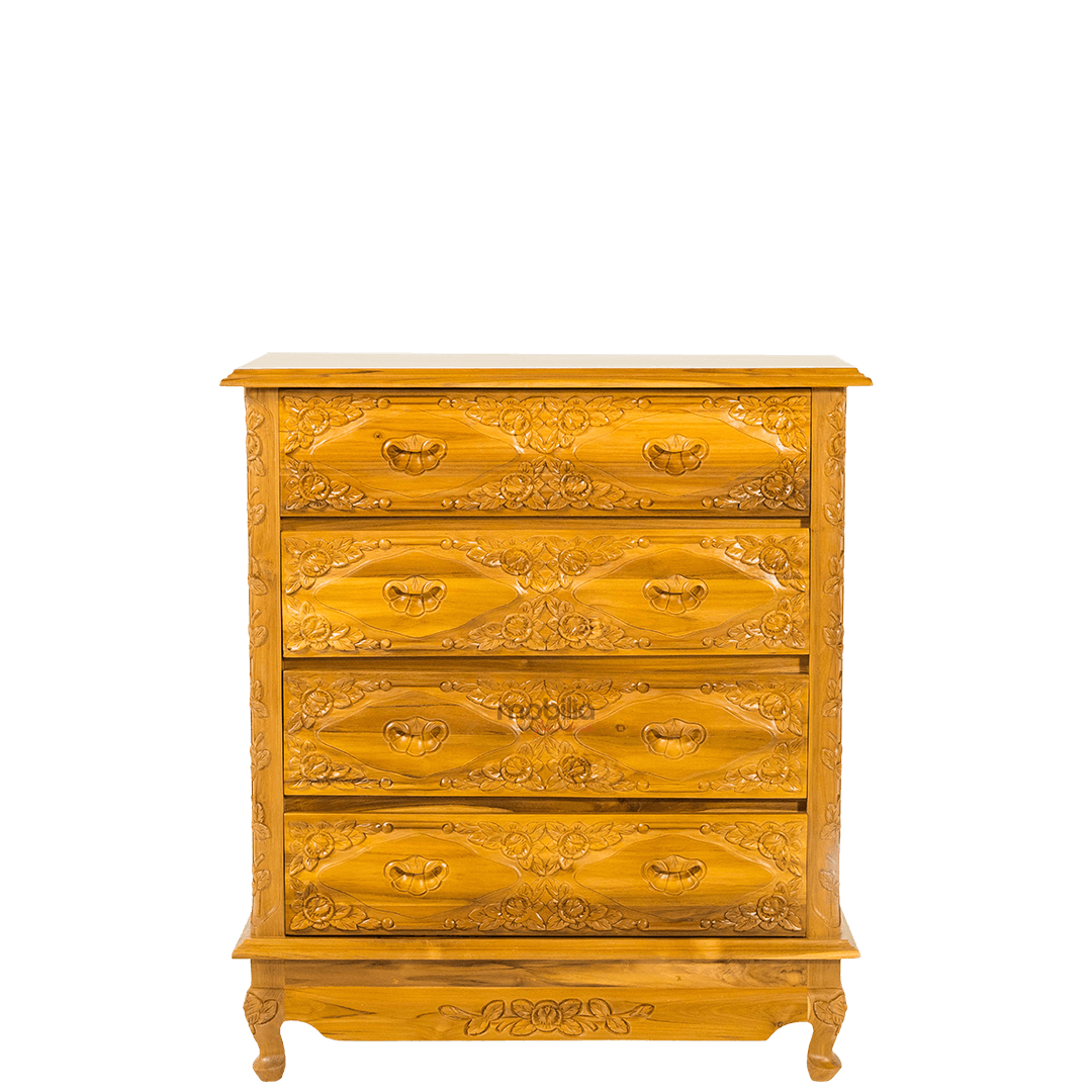 Aquila 90cm Wide Rectangular Chest of Drawers with Flower Design