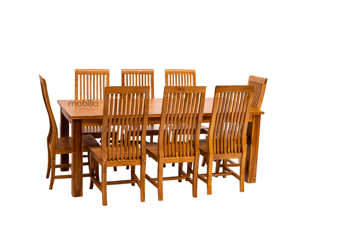 8 Seater Pequi Dining set with Stripes Back Design - Image 2